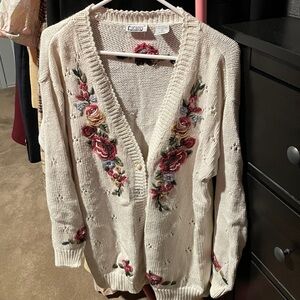 Floral Embroidered Cottagecore Cardigan Petite Large